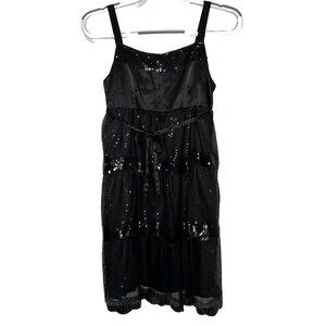 Justice Girls Black Sequin Tiered Party Dress Size 16